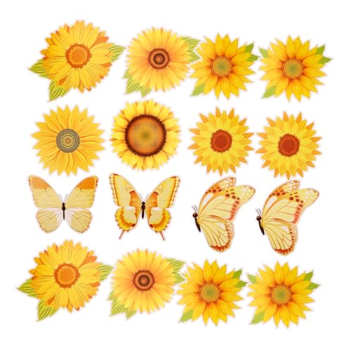 NUOBESTY 45st Sonnenblumen-decoupage Handgemachter Scherenschnitt Blumen Wandtattoos Blumenapplikation Sommeraufkleber Frühlingsdeko Fürs Büro Diy Sonnenblumenausschnitte Yellow Papier von NUOBESTY