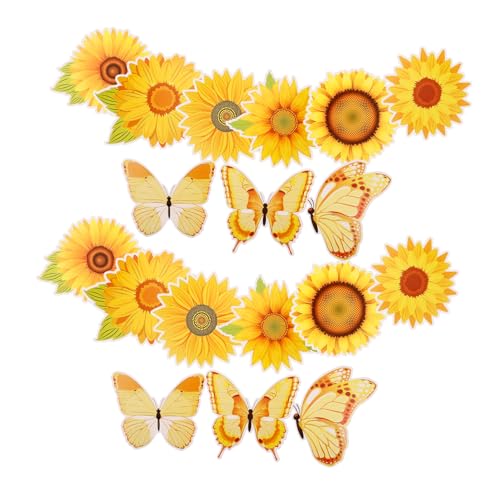 NUOBESTY 45st Sonnenblumen-decoupage Neuartiges Papierschneiden Blumenapplikation Blumen Wandtattoos Frühlingsdeko Für Die Pinnwand Wandblumenausschnitte Sommerliche Dekorationen Yellow von NUOBESTY