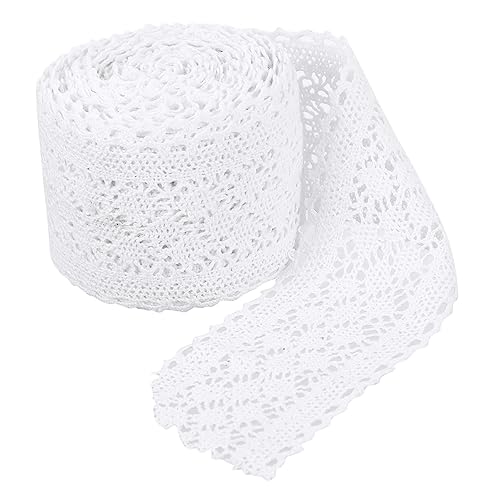 NUOBESTY 5 Bandzubehör hochzeitsdeko hochzeits dekoration bastelzeug hochzeitdeko lace Bastelspitze nähen Spitzenband die Fransenbesatz für Sofakissen DIY nähen trimmen Baumwollfaden Weiß von NUOBESTY