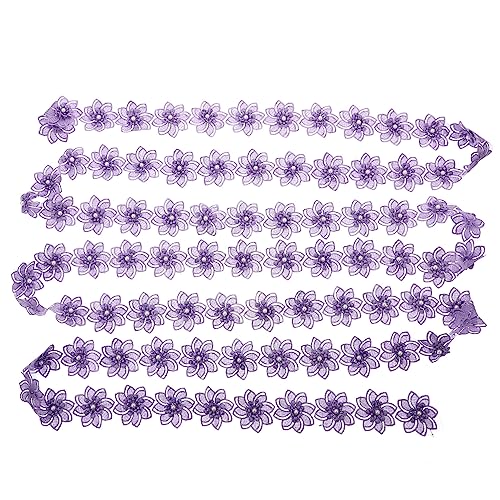 NUOBESTY 5 Blumenspitze Schnürsenkel trimmen Bänder zum Verpacken Perlen hochzeitsdeko wedding decoration the color purple Spitzengewebeband Spitzenband nähen Polyestergarn Violett von NUOBESTY