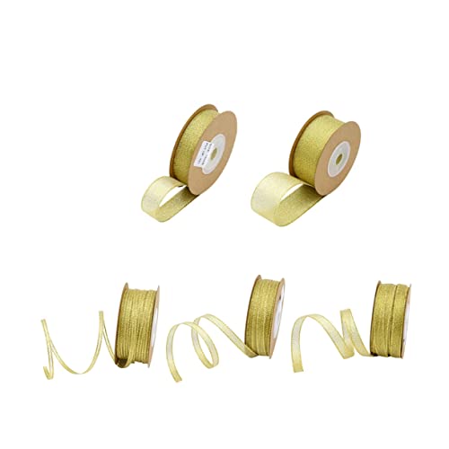 NUOBESTY 5 Rolle Bandgeschenke Verpackungsbänder aus Stoff Goldband für den Weihnachtsbaum geschenkband partydekoration geschenksbandset Grosgrain-Bänder Verpackungsband für Blumen Golden von NUOBESTY