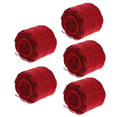 NUOBESTY 5 Rollen 45 cm Spitze Schleifen zum Verpacken Bänder Strasssteine Band zum Verpacken weißes Band ribbon schienbeinschoner tape Spitzenband Valentinsband Polyestergarn von NUOBESTY