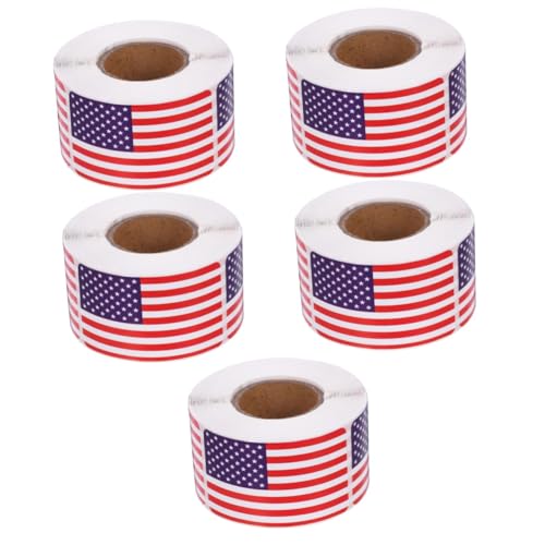 NUOBESTY 5 Rollen Aufkleber Mit Amerikanischer Flagge Sammelalbum Aufkleber Kinder Sammelalbum Selbstklebende Sammelalbum Abziehbilder Scrapbooking Aufkleber DIY Planer Aufkleber von NUOBESTY