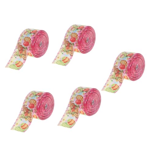 NUOBESTY 5 Rollen Osterband weißes Chiffonband Bausatz blaues Band zum Einwickeln ostergeschenk verpackung ostergeschenkverpackung bastelset Geschenkband zu Ostern Musterbänder Polyester von NUOBESTY