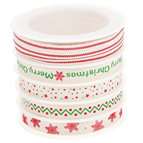 NUOBESTY 5 Rollen Schleife Sackleinenband Weihnachtsleckereien Geburt Weihnachtsaufbewahrung Weihnachtsfestband Bänder Zum Verpacken Weihnachtsdekorationen Weihnachtswickelband Baumwolle von NUOBESTY