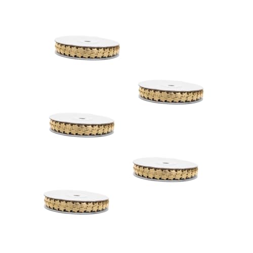 NUOBESTY 5 Rollen Sternband bastelideen bastelmaterial dekobänder geschenkverpackung weihnachtsdekoration Kuchenverpackungsband Feiertagsbandbesatz Gurtband aus Polyester Golden von NUOBESTY