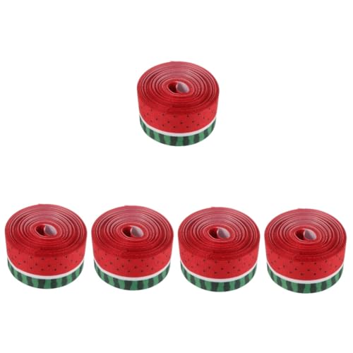 NUOBESTY 5 Rollen Wassermelonenband Basteln Verpackungsband Fruchtband Wassermelonen-wickelband Wassermelonen-ripsband Grosgrain-bänder Mit Wassermelone Bedrucktes Band Sommerband Polyester von NUOBESTY