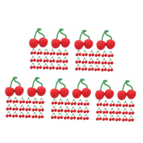 NUOBESTY 5 Sätze 5 Sets Kirsch Radiergummi Radiergummis Obst Spielzeug Äpfel Künstliche Kirschen Rosa Radiergummi Schwarze Kirsche Charm Schreibtisch Tiernahrung Kirsch 30 Stück * 5 von NUOBESTY