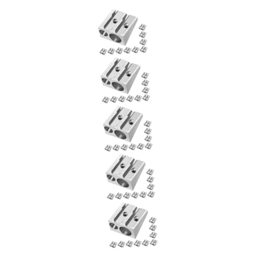 NUOBESTY 5 Sätze Bleistiftspitzer Mit Doppelloch Lippenstift Mechanische Stifte Automatisch Handbuch Bleistiftspitzer in Der Hand Bleistifte Bausatz Aluminiumlegierung Silver 10 Stück * 5 von NUOBESTY