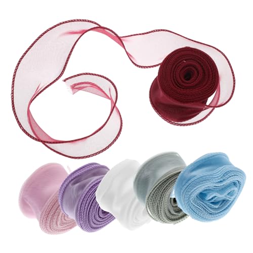 NUOBESTY 5 Sätze Blumenwickelband Seidenband Ribbon Verpackung Cadfi Gelbes Linealband Bänder Schneidbares Geschenkband Paketband Für Den Täglichen Gebrauch Polyester 6 Rollen * 5 von NUOBESTY