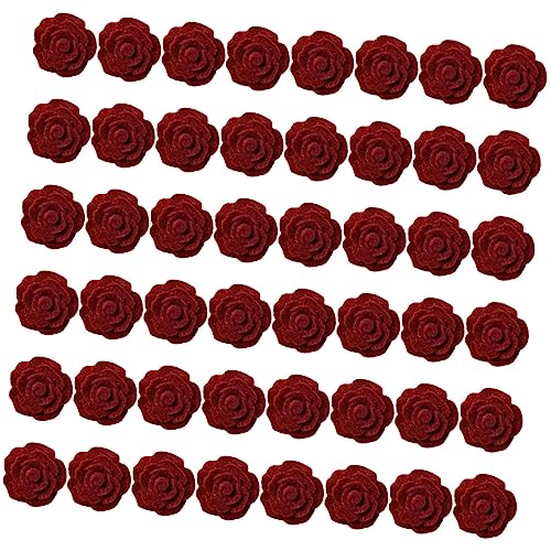 NUOBESTY 5 Sätze Diy Handgemachtes Beflocktes Rosenmaterial Essbare Blumen Zum Dekorieren Von Kuchen Lavendel Erröten Künstliche Heckenblumen Mini Fuchsie Rosa Beflockung Rot 50 Stück * 5 von NUOBESTY