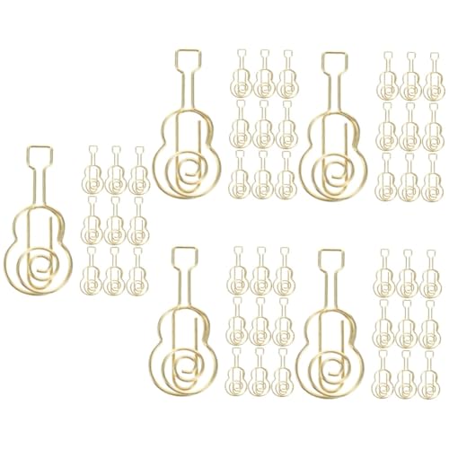 NUOBESTY 5 Sätze Geformte Büroklammer Papier Büroklammern Klemmen Große Büroklammern Neuartige Büroklammer Gitarren-büroklammer Hochzeit Büroklammern Clip Golden Metall 50 Stück * 5 von NUOBESTY