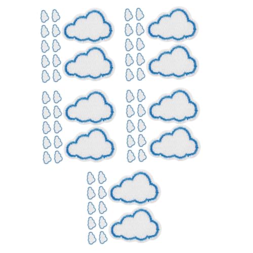 NUOBESTY 5 Sätze Gestickte Stoff Aufkleber Jacken Aufnäher Dekoration Kleidungsstücke Patches Stickerei Cloud-patch Kleidungsflicken Applikationen in Wolkenform Stickgarn Blue 12 Stück * 5 von NUOBESTY