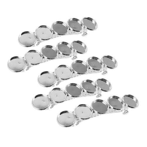 NUOBESTY 5 Sätze Haarnadelbasis Haarspangen Rohlinge Schmuckherstellung Zubehör Haarspangen-rohlinge Schnappen Gebäck Lünette Tablett Rund Schmuck Lünette Basis Kupfer Silver 5 Stück * 5 von NUOBESTY