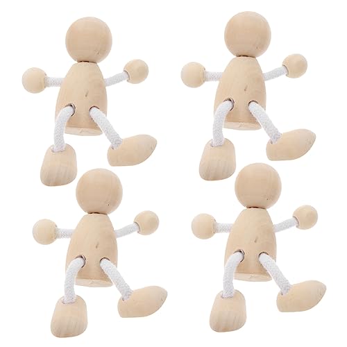 NUOBESTY 5 Sätze Holzspielzeug Miniatur Blanko-peg-puppen Heringe Dolly Holzfiguren Für Malerei Holzfiguren Bastelset Holzpflockpuppen Dekorative Puppe Puppen Aus Holz 4 Stück * 5 von NUOBESTY