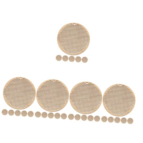 NUOBESTY 5 Sätze Kreuzstich-holzstücke Handmade Schmuck Holzschmuck Feinmaschiges Sieb Stickrahmen Mehlsieb Perforierte Chips Zum Kreuznähen Kreuzstichchips Aus Holz Beige 6 Stücke * 5 von NUOBESTY