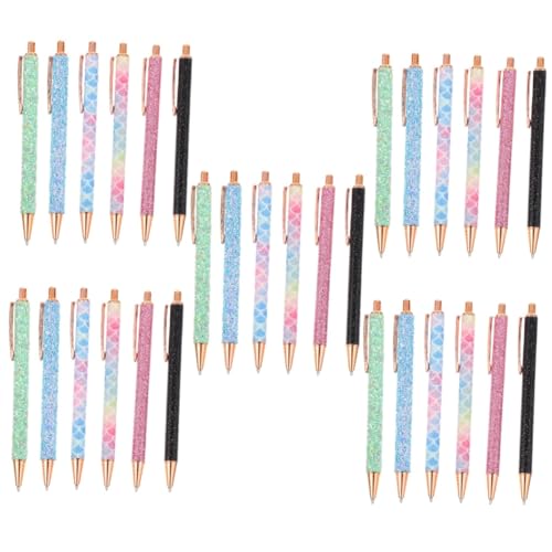 NUOBESTY 5 Sätze Kugelschreiber Drücken Briefpapier Schreib Schreib Schreib Glitzerstifte + + Kugelschreiber Für Schüler Glitzer Stift Druckstift Metall 6 Stück * 5 von NUOBESTY