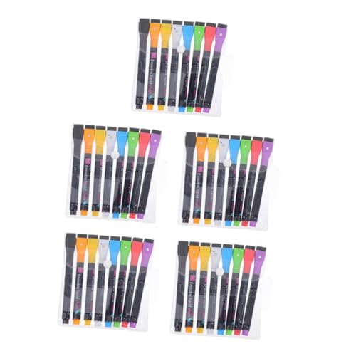 NUOBESTY 5 Sätze Löschbarer Lampenstift Gravierstift Kaffee Schwarze Tafel Radiergummis Kreide Whiteboard Zubehör Schreibwaren Set Whiteboard-marker Magnetische Markierungen Pp 8 Stück * 5 von NUOBESTY