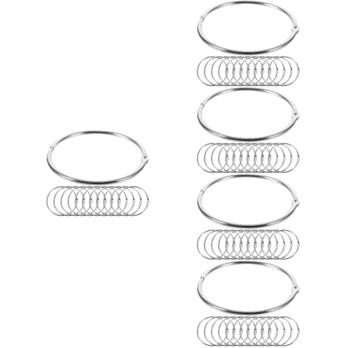 NUOBESTY 5 Sätze Metallringe Auto Schlüsselanhänger Bausatz Bindemittel Haken Sprengring Bastelringe Bastelset Ringordner Für Lose Blätter Ringe Für Sammelalben Eisen Silver 12 Stück * 5 von NUOBESTY