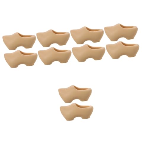 NUOBESTY 5 Sätze Mini Holländische Holzschuhe Halbschuhe Puppe Hausschuhe Teppich Wanderer Griffbrettschuhe Fersen Miniatur Ding Fuß Sohle, Einzig, Alleinig Mini-schuhe Beige 2 Stücke * 5 von NUOBESTY