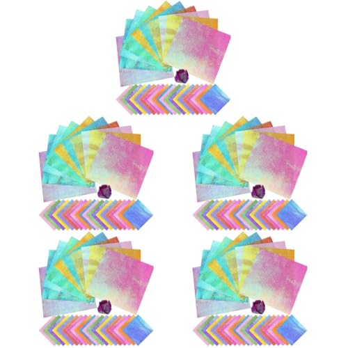 NUOBESTY 5 Sätze Perlenlaserpapier Kreativpapier Scrapbook Paper Reispapier Basteln Kraftpapier Dekorpapier Exquisites Origami-papier Faltpapier Selber Machen Colorful 150 Stück * 5 von NUOBESTY