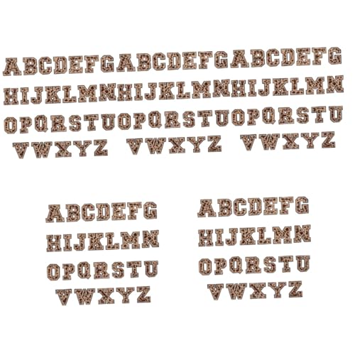 NUOBESTY 5 Sätze Pflaster Mit Leoparden Muster Flicken Nähen Wärmeübertragung Buchstaben Buchstabenpatches Kleben Buchstaben Gestickte Aufnäher Brief Bügeln Flanell Light Brown 26 Stück * 5 von NUOBESTY