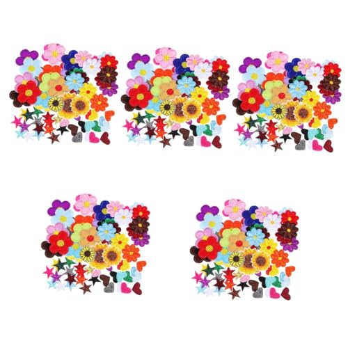 NUOBESTY 5 Sätze Sonnenblumen-stickpatch Dekorative Patches Blumenapplikation Aufnähen Felsen Lustige Patches Buchstabenflecken Gestickte Applikationen Patches Nähen Stickgarn 71 Stück * 5 von NUOBESTY