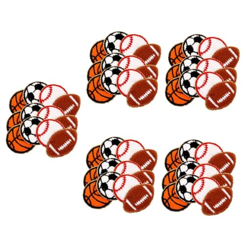 NUOBESTY 5 Sätze Sport-patches Flicken Aufnähen Fußball-applikation Ball-stickerei-patches Patch Zum Aufbügeln Bügelbare Aufnäher Dekorative Fellflecken Hutflecken Stoff 12 Stück * 5 von NUOBESTY