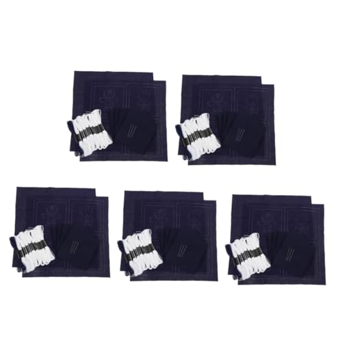 NUOBESTY 5 Sätze Stickmaterialpaket Untersetzer Mit Sashiko-stickerei Sashiko-untersetzer-set Stickerei-teetisch-untersetzer Mönch-stickerei-untersetzer Diy Mönch-untersetzer-set Blue Stoff von NUOBESTY