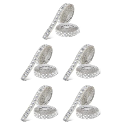 NUOBESTY 5 Sätze Strassband Selbstklebende Strasssteine Funkeln Machen Bastelmaterial Rhinestone Dekoration Strassstreifen Selbstklebend Bling Aufkleber Strass Glas Silver 2 Rollen * 5 von NUOBESTY