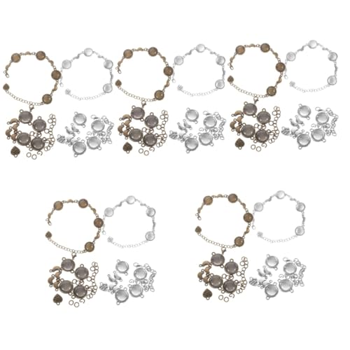 NUOBESTY 5 Sätze Tablett-armband Perle Kette Reize Bausätze Haken Zucht Bracelet Bezel Settings Jewelry Making Bezels Bezel Tray Diy Zubehör Armband Mit Lünettenbasis Legierung 10 Stück * 5 von NUOBESTY