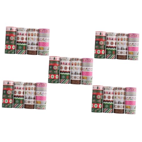 NUOBESTY 5 Sätze Weihnachts-washi-tape Künstlicher Schnee Weihnachtsaufkleber Weihnachts Washi Tape Diy Klebeband Für Weihnachten Handkontenbänder Notizbuchbänder Papier 24 Rollen * 5 von NUOBESTY