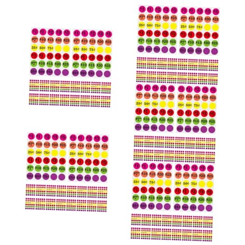 NUOBESTY 5 Stück 6 Preisschild Aufkleber Preisschilder Aufkleber für Küchenetiketten Punktaufkleber Aufkleber mit Verkaufspreisen Marktetiketten Marktverkaufsaufkleber rundes Preisschild von NUOBESTY