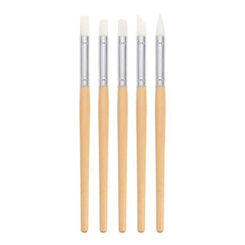 NUOBESTY 5 Stück Keramik Silikon Stift Polymer Tonpresse Ton Nudelholz Modellierstift Nail Art Stifte Mini Tonschneider Werkzeug Lufttrockener Ton Miniatur Pinsel Ton Bildhauerei von NUOBESTY