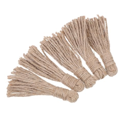 NUOBESTY 5 Stück Schnur Hanfseil Quasten Seil für Handwerk Zubehör Draht Juteseil Sackleinen Jutegarn Holzperlen DIY Ornament Tassel-Anhänger DIY Quasten Quastenanhänger selber machen Brown von NUOBESTY