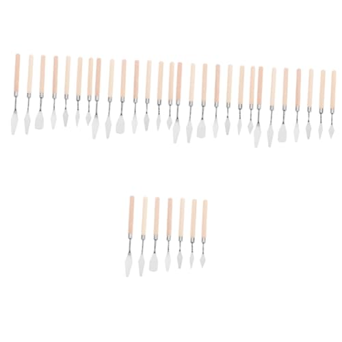 NUOBESTY 5-Teiliges Set 7 Kunstschaber Messer für Ölfarbe Palette Malmesser-Set Ölmalerei Werkzeug spachtel Holzgriff Malmesser Malmesser-Werkzeug Ölgemälde Klinge Rostfreier Stahl Beige von NUOBESTY