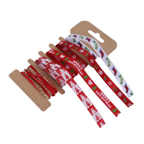 NUOBESTY 5 Weihnachtsband Festival-Stoffband rote Luftschlangen Geschenkband rote Wohndekoration erröten Band ribbon stoffband weihnachten weihnchtsdeko Geschenkverpackungsband Partyband von NUOBESTY