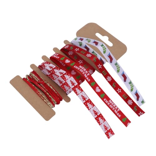 NUOBESTY 5 Weihnachtsband ribbon stoffband weihnachten geschenksband weihnachtsdeco wihnachtsdeko erröten Band weihnachtsdrahtband DIY Band zum Basteln Band zum Verpacken von Geschenken rot von NUOBESTY