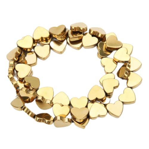 NUOBESTY 50 Stück Bastelperlen selber machen heart beads gold beads Herz-Abstandsperlen Perlenabstandshalter für die Schmuckherstellung farbige Steinperlen hohle Herzperlen Golden von NUOBESTY