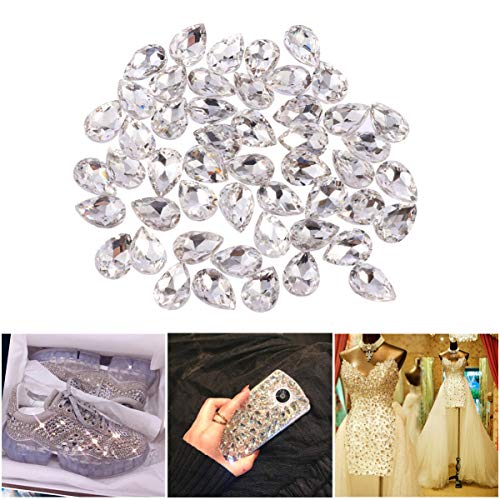 NUOBESTY 50 Stück Bottom-Drop-Bohrer hochzeitsdeko hochzeitsdeco Funkelnd hochzeitdeko rhinestone schmuckherstellung DIY Zubehör glas kristall bohrer Kristallbohrer Fallbohrer Weiß von NUOBESTY