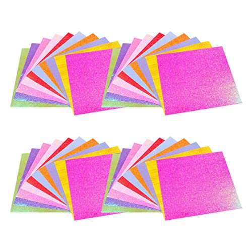 NUOBESTY 50 Stück Glitzerpapier farbiges Papier farbiges Kopierpapier Kinderhandwerk buntes Papier -Tablet regenbogenpapier glitter paper Handmade paper Flimmerpapier Glitzer-Origami von NUOBESTY