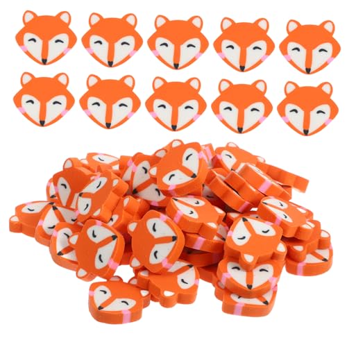 NUOBESTY 50 Stück Kleiner Fuchs-Radiergummi kreativer Radiergummi Mini Radiergummis Niedlicher Fuchseraser Stiftezubehör Fuchseraser Puzzlekleber Puzzlematte Malerei Radiergummi Orange von NUOBESTY