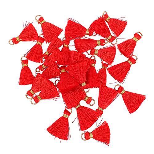 NUOBESTY 50 Stück Quaste Anhänger Quasten hängender Schlüsselanhänger mit Quaste DIY Quaste Perlen-Kit zappeln Schlüsselanhänger Tassel Armband Tassel Fan-Anhänger Fächerquaste Rayon rot von NUOBESTY