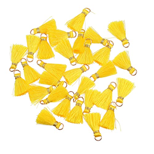 NUOBESTY 50 Stück Quaste Anhänger Reize Perlen-kits Autozubehör Diy Quaste Quastengirlande Quaste Aus Baumwolle Bastelquasten Selber Machen Lesezeichen Quasten Bausätze Bausatz Rayon Yellow von NUOBESTY