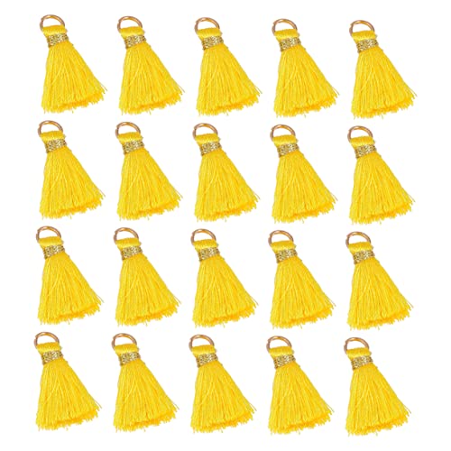 NUOBESTY 50 Stück Quaste Anhänger Schlüsselbund Partygeschenke Heimwerken einziehbar schmuckherstellung schmuck machen acessories Fan-Anhänger Bastelquasten selber machen Rayon Yellow von NUOBESTY