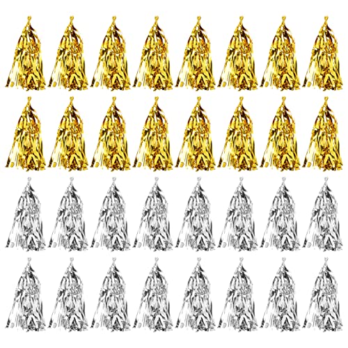 NUOBESTY 50 Stück Tassel Latte Ballonbogen-Kit Fransenbanner zum Aufhängen an der Wand Fiesta hochzeitsdeko wedding decoration Partydeko mit Quasten Quasten-Banner-Girlande Metallfolie von NUOBESTY