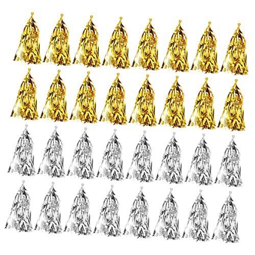 NUOBESTY 50 Stück Tassel Latte Pastellquastengirlande Hängende Lametta-fringe-banner Party-streamer Ballonbogen-kit Quastenbanner Girlande Mit Quastenband Hochzeitsdekorationen Metallfolie von NUOBESTY