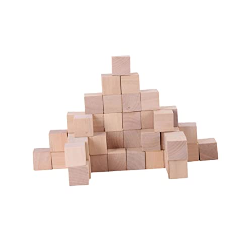 NUOBESTY 50 Stück quadratischer Holzblock Holzblöcke Holzdekoration Holzbausätze Bastelwürfel quadratische Blöcke Würfelhandwerk Leere Würfel Kleiner Block Würfel selber Machen Bambus von NUOBESTY