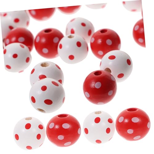 NUOBESTY 50 Stück zubehör für holzperlen selber machen transparent Kandi rosa Perlen Rot hochzeitsdeko wedding decoration Schmuckzubehör selber machen Punktmusterperlen zum Selbermachen von NUOBESTY