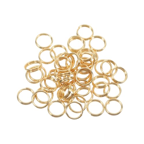 NUOBESTY 50-Teiliges Set Schmuckzubehör Ringverbinder für DIY-Bastelarbeiten Ringverbinder für DIY-Anhänger Schlüsselringe für Bastelarbeiten Doppelschlaufen runde Spaltringe Metall Golden von NUOBESTY